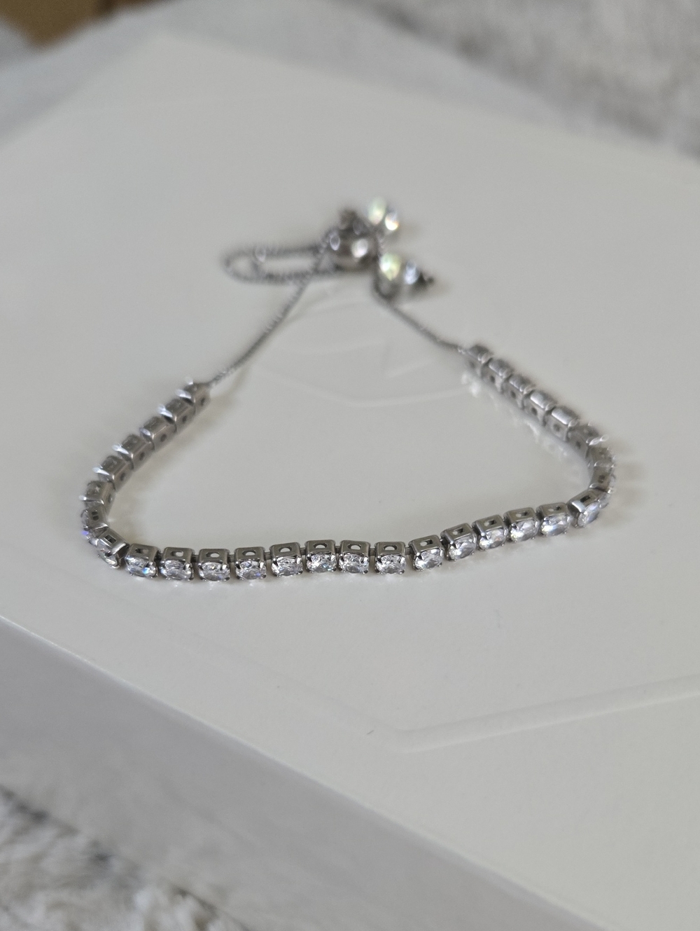 Sterling Silver Crystal Tennis Bracelet - Silver
